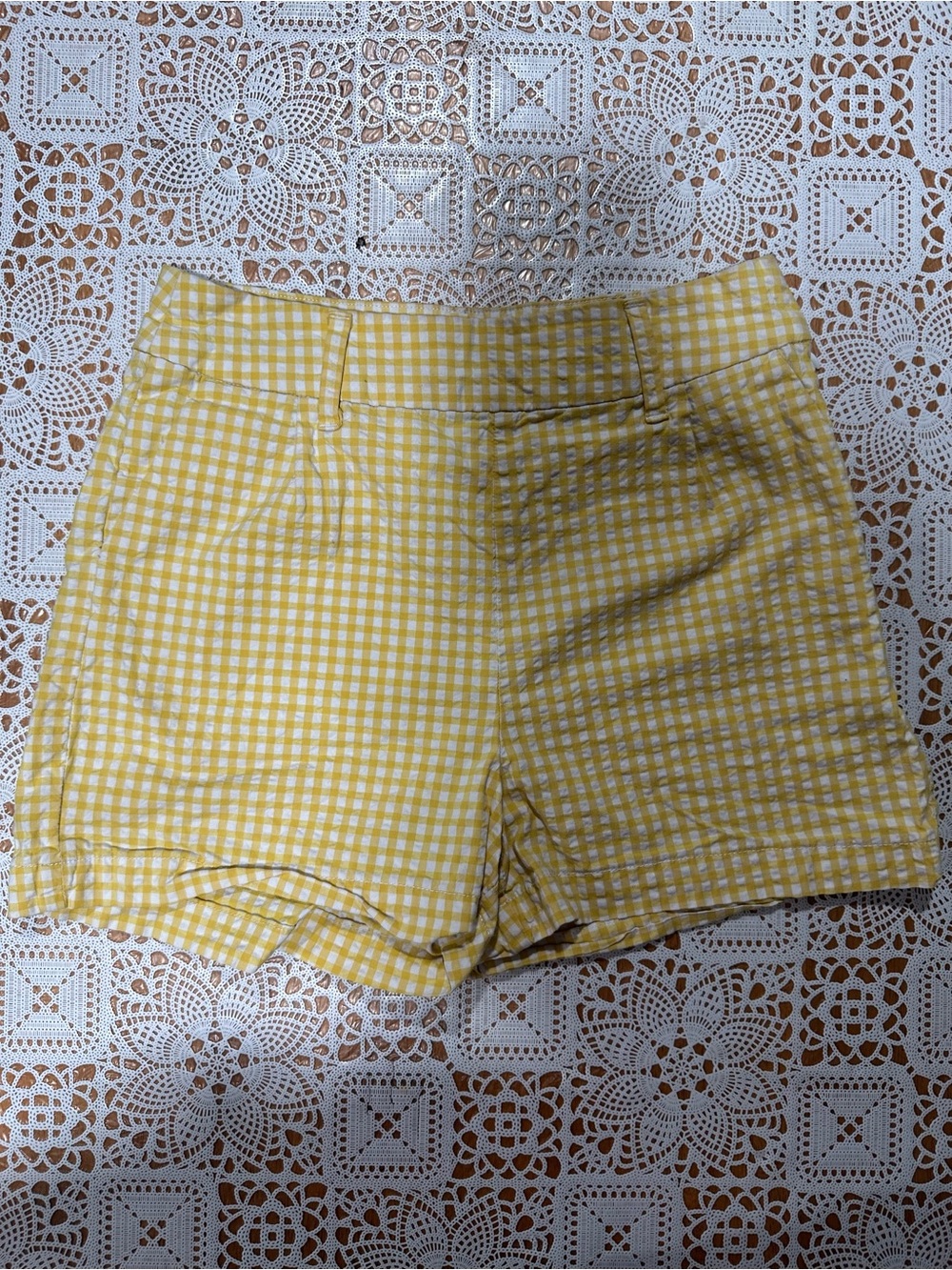 A New Day Size 2 Yellow White Gingham High Rise Shorts